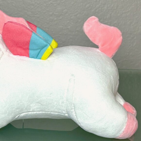 Squishy White Rainbow Horn Winged Unicorn Embroidered Face Baby Kid's Plush Toy - Picture 5 of 8